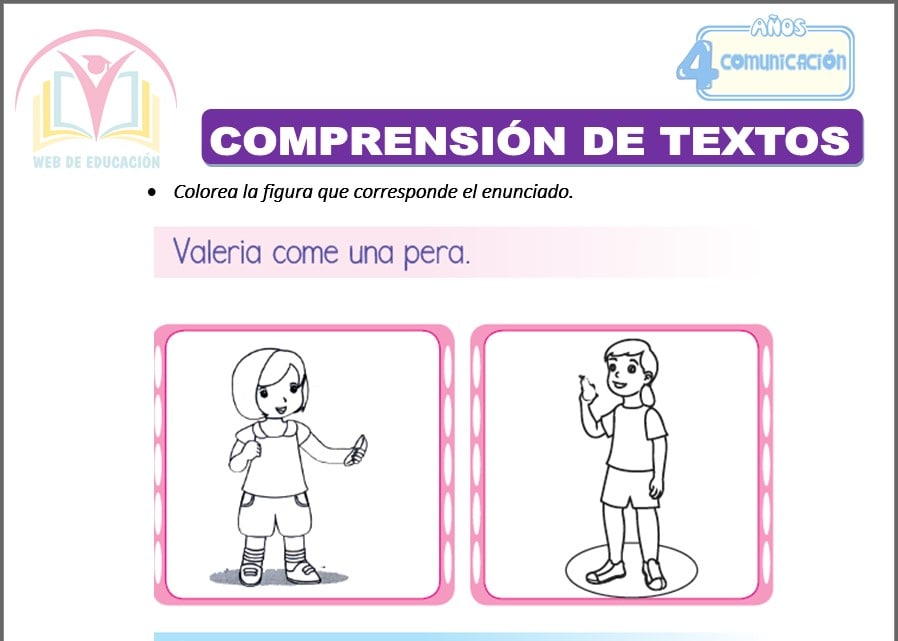 Comprensión de textos para cuatro años