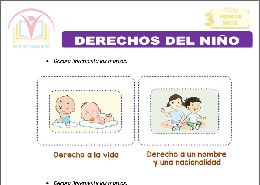 Derechos del niño para tres años