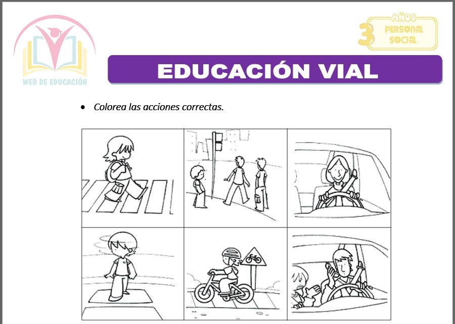 Educación vial para tres años