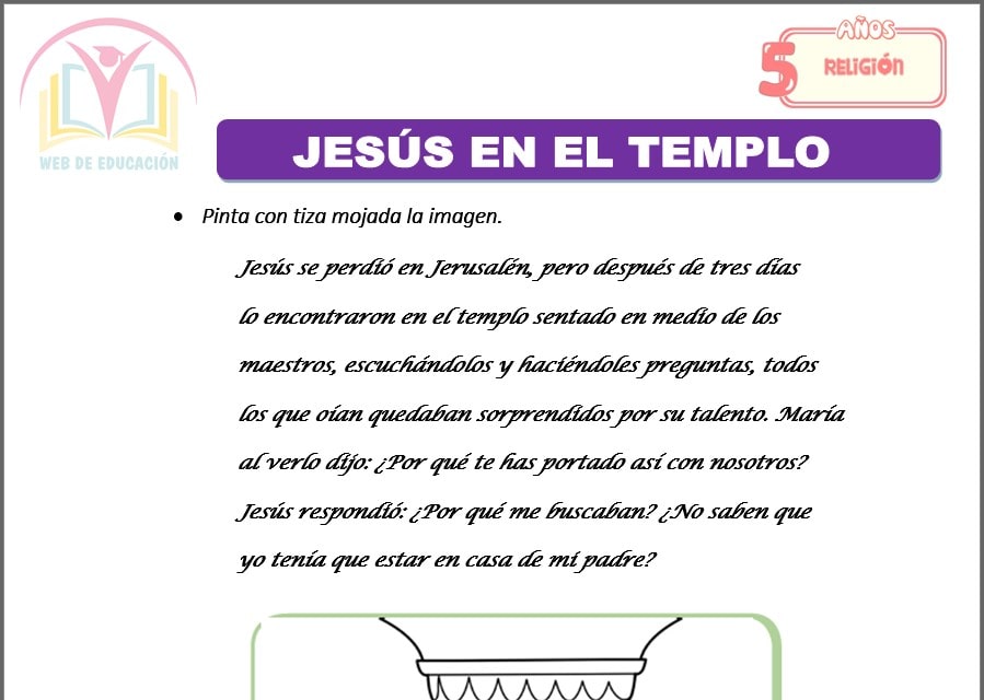 Jesús en el templo para cinco años