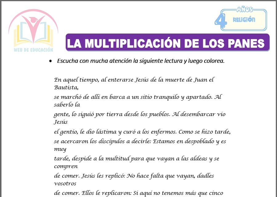 La multiplicación de los panes Para Cuatro Años La multiplicación de los panes para cuatro años