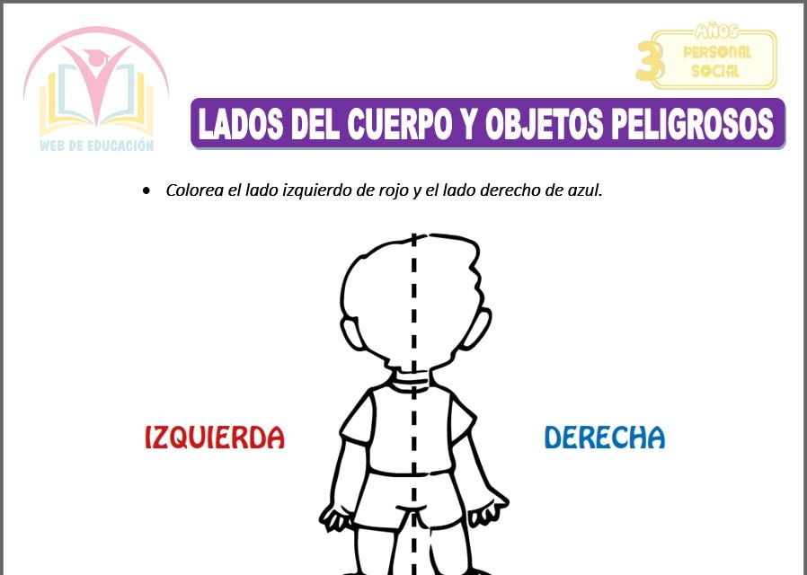 Lados del cuerpo y objetos peligrosos para tres años