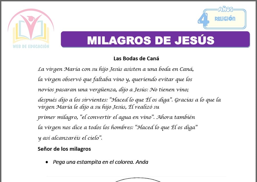 Milagros de Jesús para cuatro años
