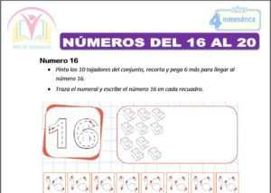 Números del 16 al 20 para cuatro años