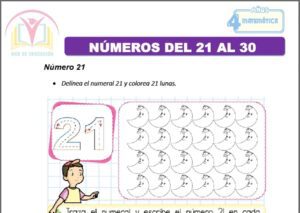 Números del 21 al 30 para cuatro años